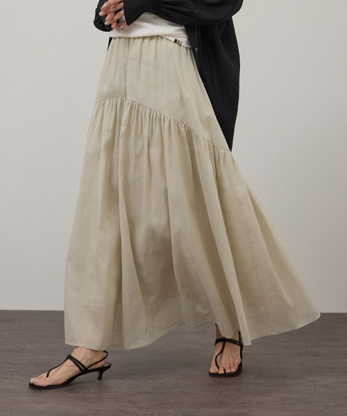SALON adam et rope'（サロン アダム エ ロペ）の「【WEB限定】コットンオーガンジーギャザースカート（スカート・レディース・オフホワイト/ブラック/ベージュ系その他・FREE）」の9枚目の写真