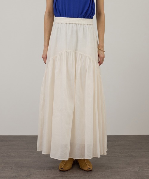 SALON adam et rope'（サロン アダム エ ロペ）の「【WEB限定】コットンオーガンジーギャザースカート（スカート・レディース・オフホワイト/ブラック/ベージュ系その他・FREE）」の10枚目の写真