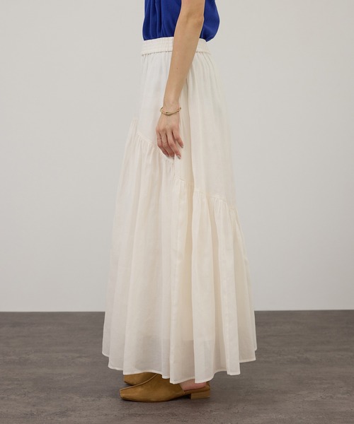 SALON adam et rope'（サロン アダム エ ロペ）の「【WEB限定】コットンオーガンジーギャザースカート（スカート・レディース・オフホワイト/ブラック/ベージュ系その他・FREE）」の11枚目の写真
