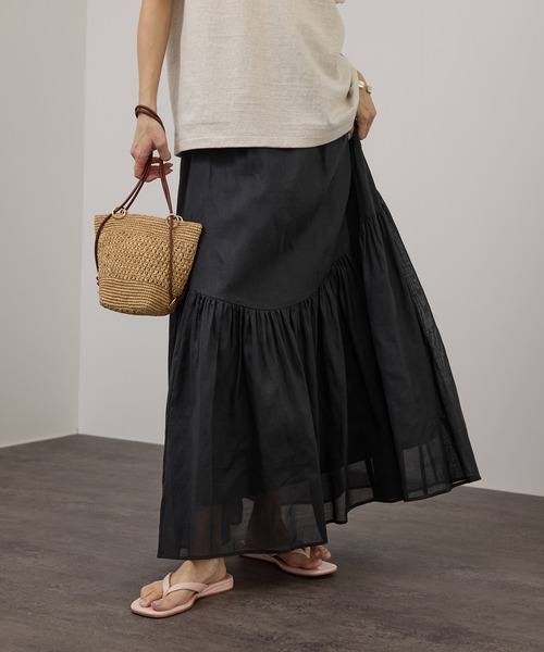 SALON adam et rope'（サロン アダム エ ロペ）の「【WEB限定】コットンオーガンジーギャザースカート（スカート・レディース・オフホワイト/ブラック/ベージュ系その他・FREE）」の20枚目の写真