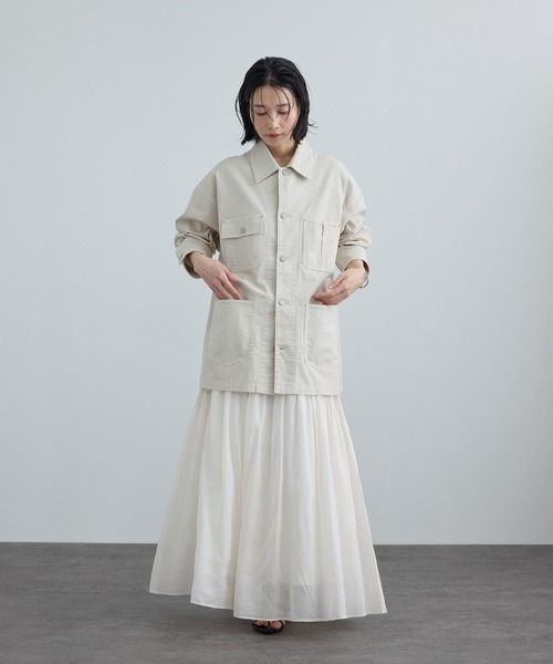 SALON adam et rope'(サロン アダム エ ロペ)の「【WEB限定】コットンオーガンジーギャザースカート / イージーケア(スカート・レディース・オフホワイト/ブラック/ベージュ系その他・FREE)」の4枚目の写真