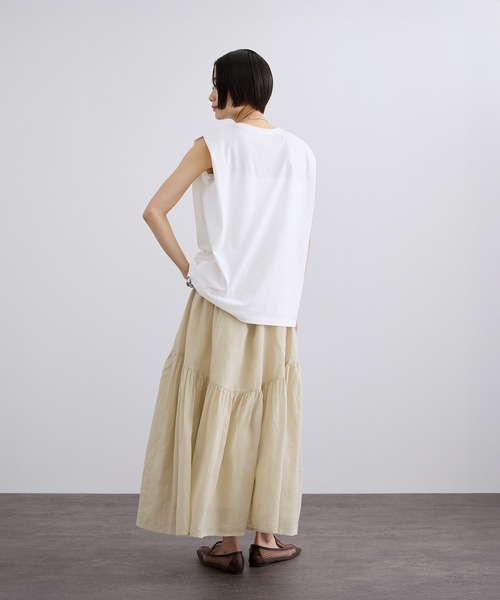 SALON adam et rope'(サロン アダム エ ロペ)の「【WEB限定】コットンオーガンジーギャザースカート / イージーケア(スカート・レディース・オフホワイト/ブラック/ベージュ系その他・FREE)」の5枚目の写真