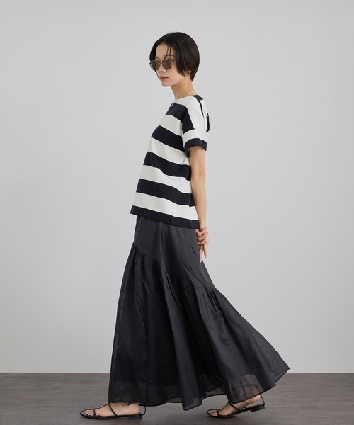 SALON adam et rope'（サロン アダム エ ロペ）の「コットンオーガンジーギャザースカート / イージーケア（スカート・レディース・オフホワイト/ブラック/ベージュ系その他・FREE）」の14枚目の写真