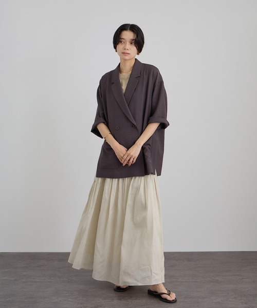 SALON adam et rope'（サロン アダム エ ロペ）の「コットンオーガンジーギャザースカート / イージーケア（スカート・レディース・オフホワイト/ブラック/ベージュ系その他・FREE）」の15枚目の写真