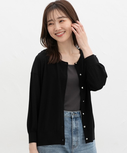 Honeys(ハニーズ)の「8分袖シアーカーディガン(カーディガン/ボレロ・レディース・ブルー/ブラック/アイボリー/レッド/モカ・M/LL/L)」の9枚目の写真