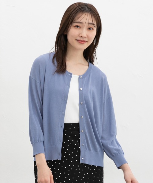 Honeys(ハニーズ)の「8分袖シアーカーディガン(カーディガン/ボレロ・レディース・ブルー/ブラック/アイボリー/レッド/モカ・M/LL/L)」の11枚目の写真