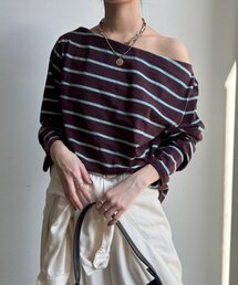 DouDou | マルチボーダーオフショルTEE(Tシャツ/カットソー)