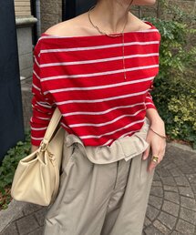 DouDou | マルチボーダーオフショルTEE(Tシャツ/カットソー)