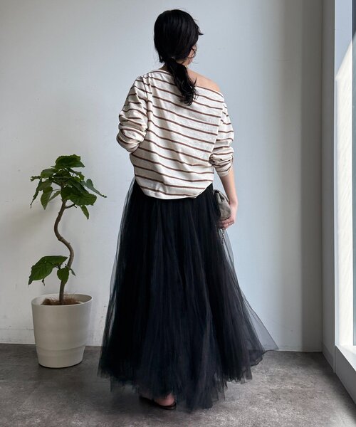 DouDou(ドゥドゥ)の「マルチボーダーオフショルTEE(Tシャツ/カットソー・レディース・アイボリー/レッド/ブラウン・FREE)」の8枚目の写真