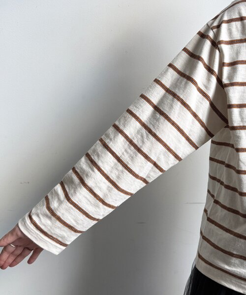 DouDou(ドゥドゥ)の「マルチボーダーオフショルTEE(Tシャツ/カットソー・レディース・アイボリー/レッド/ブラウン・FREE)」の19枚目の写真