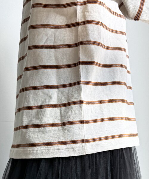 DouDou(ドゥドゥ)の「マルチボーダーオフショルTEE(Tシャツ/カットソー・レディース・アイボリー/レッド/ブラウン・FREE)」の21枚目の写真