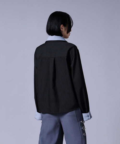 Ellno Loset(エルノロゼット)の「レイヤードスタイルストライプシャツ(シャツ/ブラウス・メンズ・ブラック/オフホワイト・LARGE/MEDIUM/SMALL)」の21枚目の写真