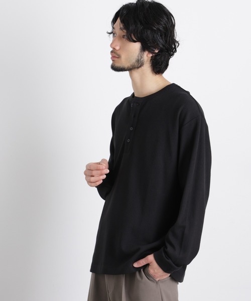 セール】｢ASSEMBLANC｣ ドロップニードルリブ ヘンリーネック（Tシャツ