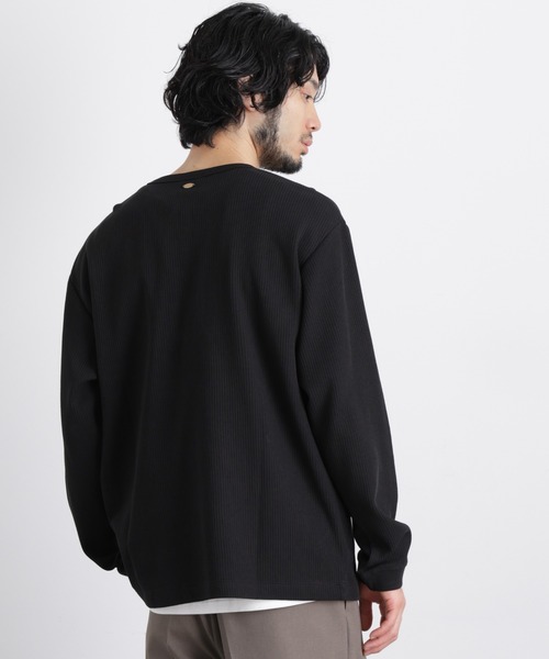 NANO universe(ナノユニバース)の「「ASSEMBLANC」 ドロップニードルリブ ヘンリーネック(Tシャツ/カットソー・メンズ・オフホワイト/ブラック・L/M)」の13枚目の写真
