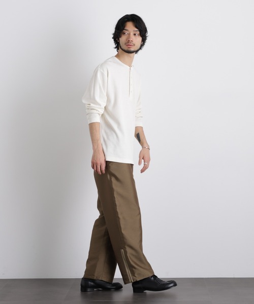 NANO universe(ナノユニバース)の「「ASSEMBLANC」 ドロップニードルリブ ヘンリーネック(Tシャツ/カットソー・メンズ・オフホワイト/ブラック・L/M)」の9枚目の写真