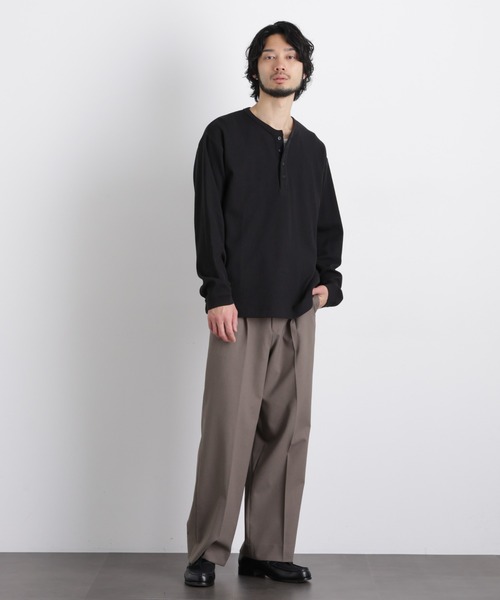 NANO universe(ナノユニバース)の「「ASSEMBLANC」 ドロップニードルリブ ヘンリーネック(Tシャツ/カットソー・メンズ・オフホワイト/ブラック・L/M)」の14枚目の写真