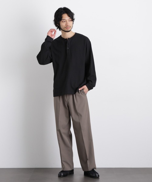 NANO universe(ナノユニバース)の「「ASSEMBLANC」 ドロップニードルリブ ヘンリーネック(Tシャツ/カットソー・メンズ・オフホワイト/ブラック・L/M)」の15枚目の写真