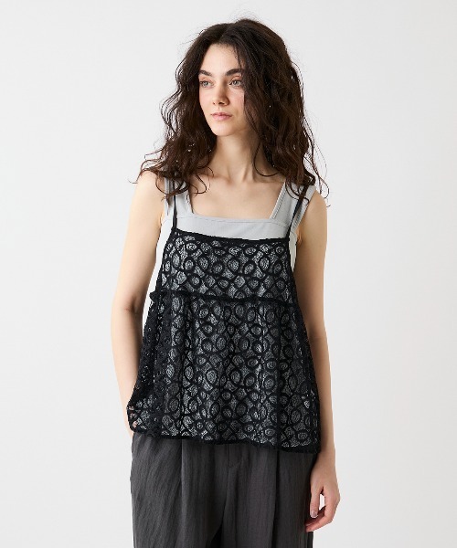 leswel（レスウェル）の「【WEB/一部店舗限定】【M～6L】レーシーキャミブラウス（シャツ/ブラウス・レディース・オフホワイト/ブラック・L/LL/3L/4L/5L/M）」の2枚目の写真