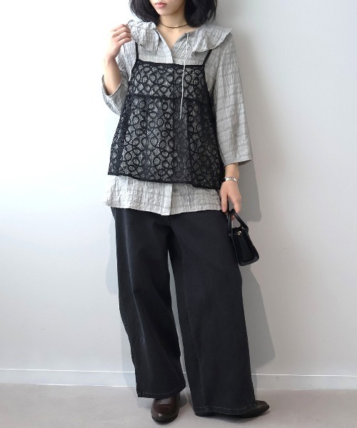 leswel（レスウェル）の「【WEB/一部店舗限定】【M～6L】レーシーキャミブラウス（シャツ/ブラウス・レディース・オフホワイト/ブラック・L/LL/3L/4L/5L/M）」の14枚目の写真