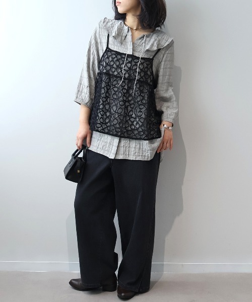leswel（レスウェル）の「【WEB/一部店舗限定】【M～6L】レーシーキャミブラウス（シャツ/ブラウス・レディース・オフホワイト/ブラック・L/LL/3L/4L/5L/M）」の15枚目の写真