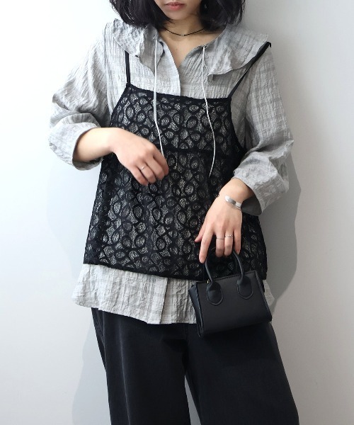leswel（レスウェル）の「【WEB/一部店舗限定】【M～6L】レーシーキャミブラウス（シャツ/ブラウス・レディース・オフホワイト/ブラック・L/LL/3L/4L/5L/M）」の16枚目の写真