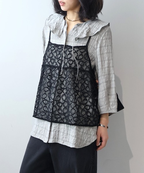 leswel（レスウェル）の「【WEB/一部店舗限定】【M～6L】レーシーキャミブラウス（シャツ/ブラウス・レディース・オフホワイト/ブラック・L/LL/3L/4L/5L/M）」の17枚目の写真