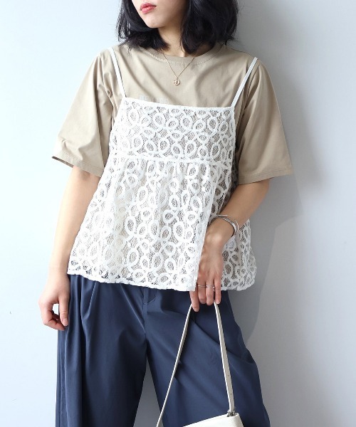 leswel（レスウェル）の「【WEB/一部店舗限定】【M～6L】レーシーキャミブラウス（シャツ/ブラウス・レディース・オフホワイト/ブラック・L/LL/3L/4L/5L/M）」の22枚目の写真