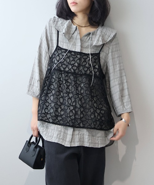 leswel（レスウェル）の「【WEB/一部店舗限定】【M～6L】レーシーキャミブラウス（シャツ/ブラウス・レディース・オフホワイト/ブラック・L/LL/3L/4L/5L/M）」の12枚目の写真