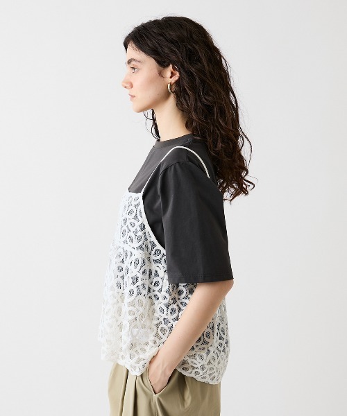 leswel（レスウェル）の「【WEB/一部店舗限定】【M～6L】レーシーキャミブラウス（シャツ/ブラウス・レディース・オフホワイト/ブラック・L/LL/3L/4L/5L/M）」の5枚目の写真