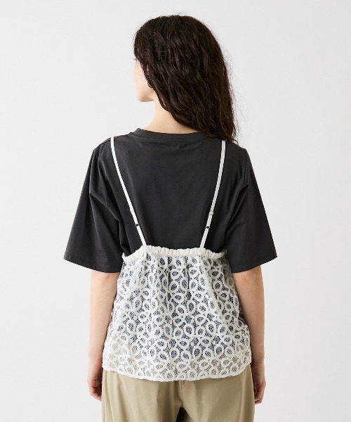 leswel（レスウェル）の「【WEB/一部店舗限定】【M～6L】レーシーキャミブラウス（シャツ/ブラウス・レディース・オフホワイト/ブラック・L/LL/3L/4L/5L/M）」の6枚目の写真