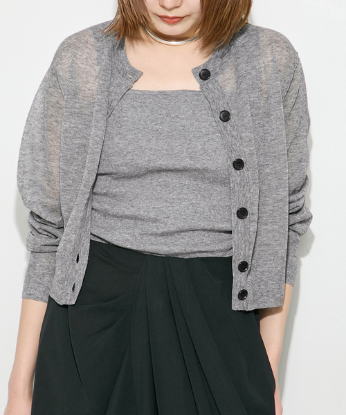 journal standard L'essage（ジャーナルスタンダードレサージュ）の「《/アンサンブル対応》ALLONGE クルーカーディガン（カーディガン/ボレロ・レディース・ブルー系その他/チャコールグレー/ブラック・FREE）」の2枚目の写真