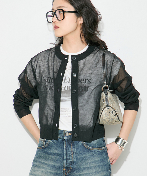 journal standard L'essage（ジャーナルスタンダードレサージュ）の「《/アンサンブル対応》ALLONGE クルーカーディガン（カーディガン/ボレロ・レディース・ブルー系その他/チャコールグレー/ブラック・FREE）」の14枚目の写真