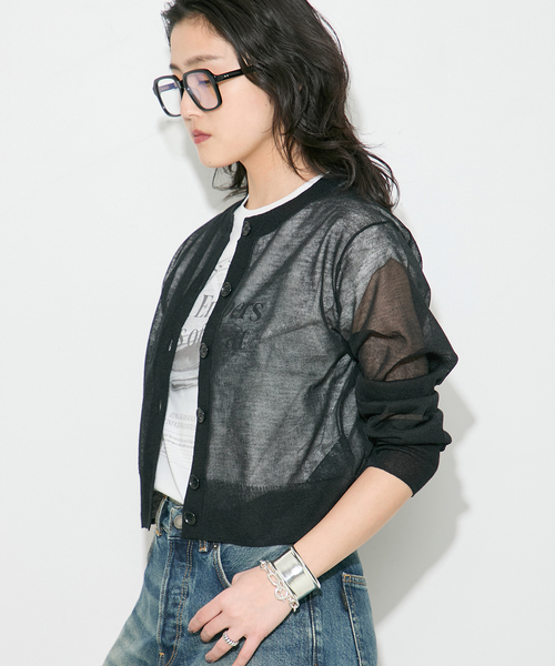 journal standard L'essage（ジャーナルスタンダードレサージュ）の「《/アンサンブル対応》ALLONGE クルーカーディガン（カーディガン/ボレロ・レディース・ブルー系その他/チャコールグレー/ブラック・FREE）」の15枚目の写真