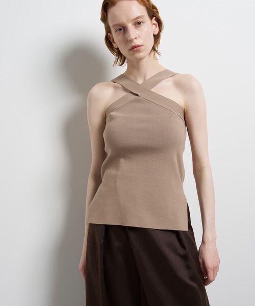 LANVIN en Bleu（ランバンオンブルー）の「2wayクロスネックニットタンクトップ（ニット/セーター・レディース・ブラウン/ブラック/ライトブラウン・38）」の3枚目の写真