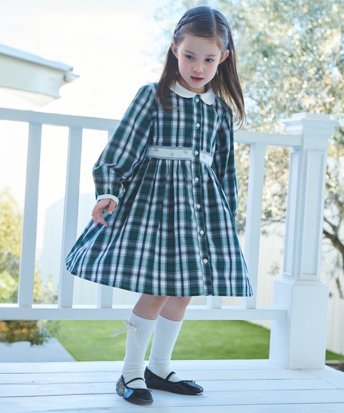 petit main（プティマイン）の「【リンク】シャツワンピース（ワンピース・キッズ・グリーン/ライトブルー/ライトピンク・90cm/100cm/130cm/110cm/80ｃｍ/120cm）」の2枚目の写真