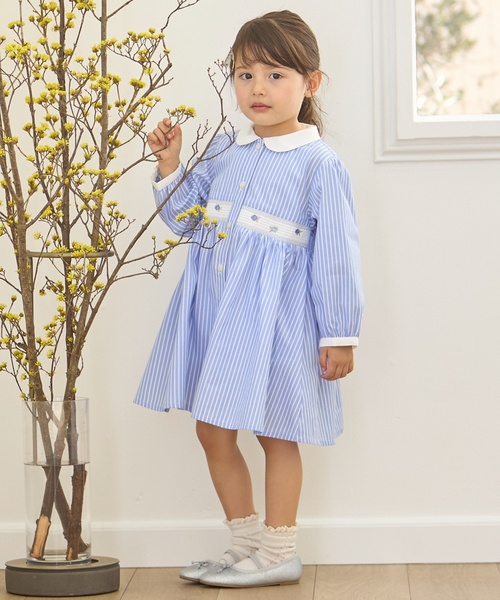 petit main（プティマイン）の「【リンク】シャツワンピース（ワンピース・キッズ・グリーン/ライトブルー/ライトピンク・90cm/100cm/130cm/110cm/80ｃｍ/120cm）」の3枚目の写真