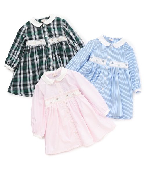 petit main（プティマイン）の「【リンク】シャツワンピース（ワンピース・キッズ・グリーン/ライトブルー/ライトピンク・90cm/100cm/130cm/110cm/80ｃｍ/120cm）」の11枚目の写真