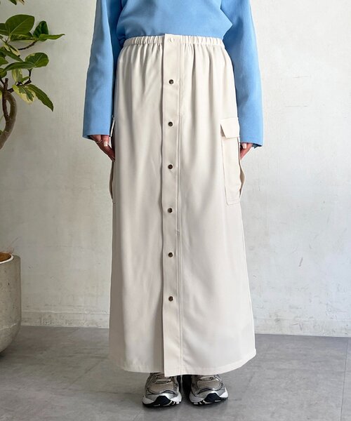 un dix cors（アンディコール）の「前ボタンナロースカート（スカート・レディース・チャコールグレー/グレイッシュベージュ/アイボリー・FREE）」の10枚目の写真