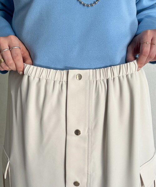 un dix cors（アンディコール）の「前ボタンナロースカート（スカート・レディース・チャコールグレー/グレイッシュベージュ/アイボリー・FREE）」の15枚目の写真