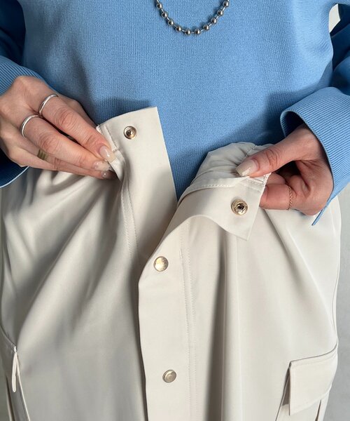 un dix cors（アンディコール）の「前ボタンナロースカート（スカート・レディース・チャコールグレー/グレイッシュベージュ/アイボリー・FREE）」の17枚目の写真