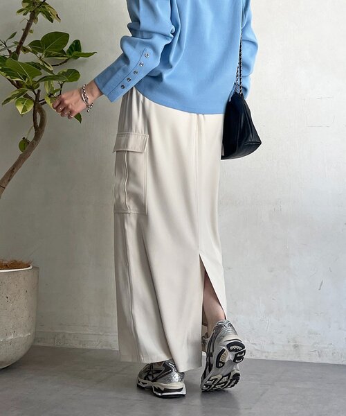 un dix cors（アンディコール）の「前ボタンナロースカート（スカート・レディース・チャコールグレー/グレイッシュベージュ/アイボリー・FREE）」の20枚目の写真