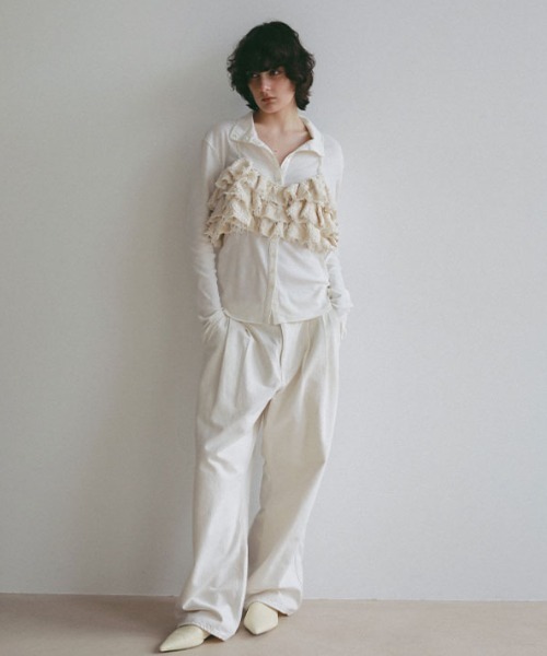 ETRE TOKYO（エトレトウキョウ）の「ガーゼフライスフロントオープンプルオーバー（Tシャツ/カットソー・レディース・ミント/オフホワイト/ブラック・FREE）」の10枚目の写真