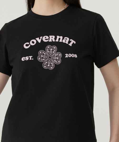 COVERNAT WOMAN(カバーナットウーマン)の「ウーマンレギュラーフィットアーチクローバーハートTシャツブラック(Tシャツ/カットソー・レディース・その他・WS/WM/LARGE)」の7枚目の写真