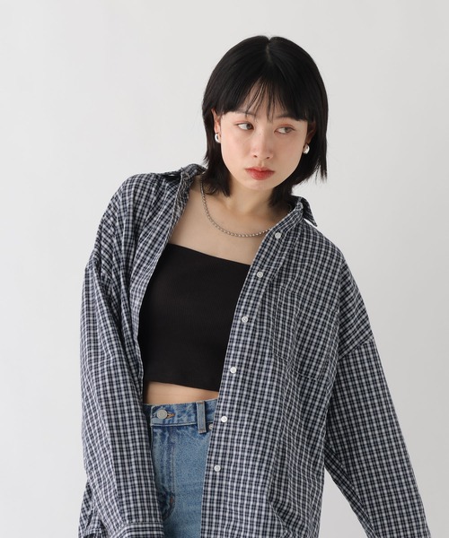 BAYFLOW（ベイフロー）の「[WEB限定]メンズライクオーバーカラーシャツ（シャツ/ブラウス・レディース・ホワイト/ライトブルー/ネイビー/グレー/ピンク/イエロー/ブルー・FREE）」の5枚目の写真