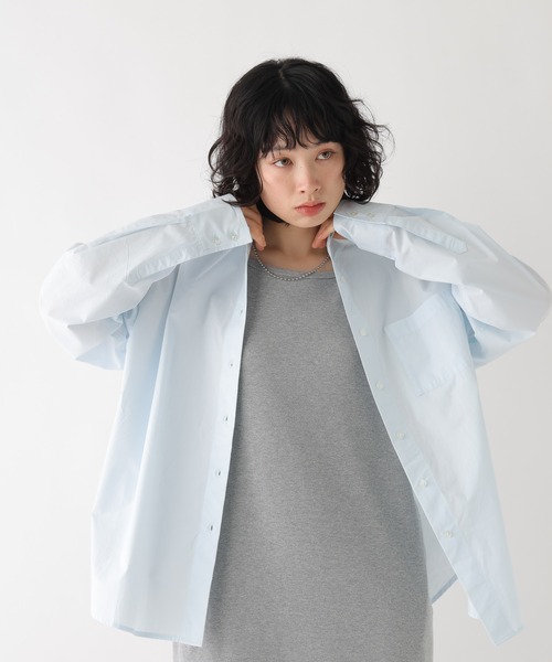 BAYFLOW（ベイフロー）の「[WEB限定]メンズライクオーバーカラーシャツ（シャツ/ブラウス・レディース・ホワイト/ライトブルー/ネイビー/グレー/ピンク/イエロー/ブルー・FREE）」の4枚目の写真