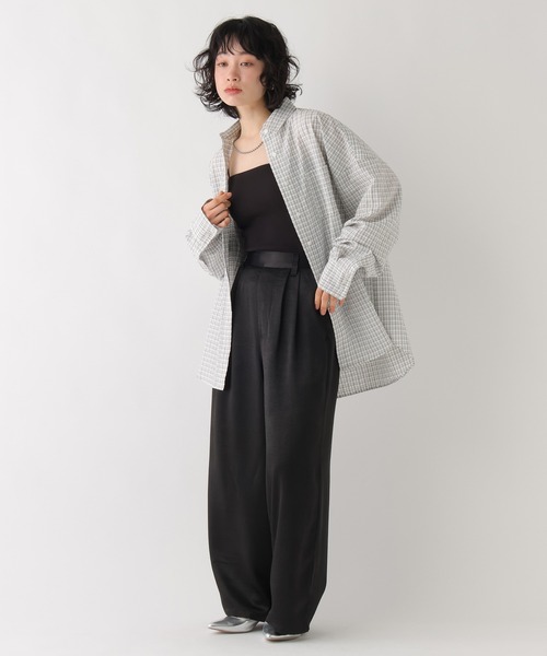 BAYFLOW（ベイフロー）の「[WEB限定]メンズライクオーバーカラーシャツ（シャツ/ブラウス・レディース・ホワイト/ライトブルー/ネイビー/グレー/ピンク/イエロー/ブルー・FREE）」の12枚目の写真