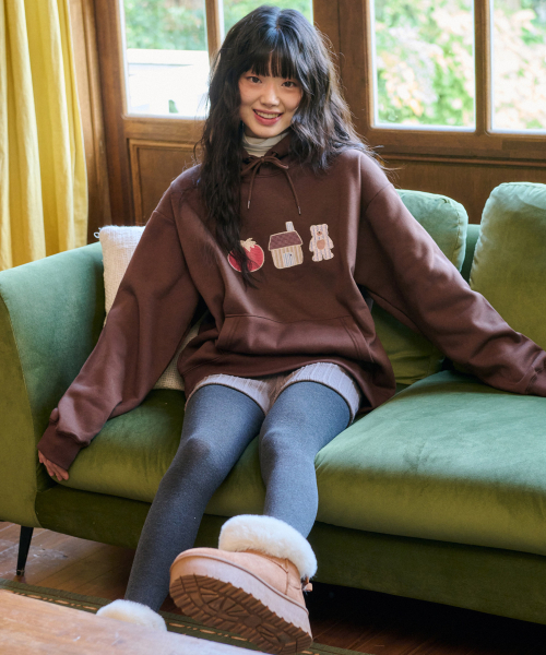 ambler(エムブラー)の「トマトベア アプリケ刺繍フードパーカー AHP1213 (ブラウン)(パーカー・レディース・その他・SMALL/MEDIUM/LARGE)」の2枚目の写真