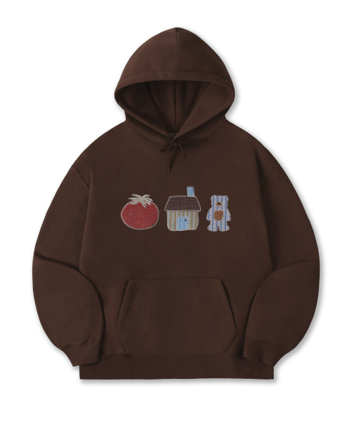 ambler(エムブラー)の「トマトベア アプリケ刺繍フードパーカー AHP1213 (ブラウン)(パーカー・レディース・その他・SMALL/MEDIUM/LARGE)」の3枚目の写真
