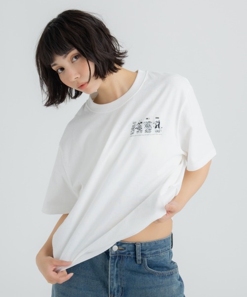 FLUKE HOLIC(フロックホリック)の「4CATS embroidery logo TEE(Tシャツ/カットソー・レディース・ホワイト/ブラック/グリーン・LARGE/MEDIUM/SMALL)」の1枚目の写真