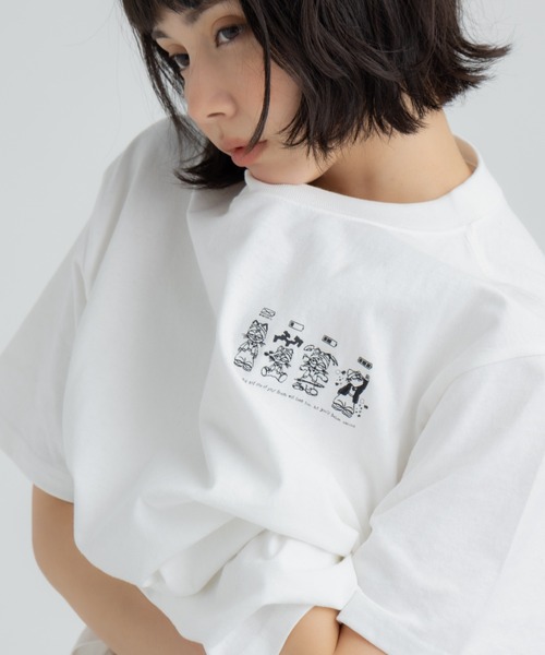 FLUKE HOLIC(フロックホリック)の「4CATS embroidery logo TEE(Tシャツ/カットソー・レディース・ホワイト/ブラック/グリーン・LARGE/MEDIUM/SMALL)」の5枚目の写真